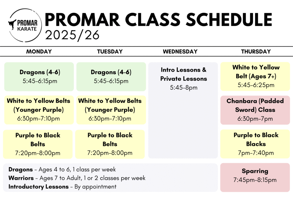 Listowel class schedule, 2025-2026 season